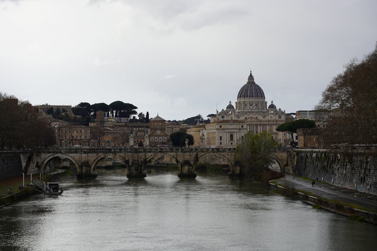 A view of the river and buildings in rome